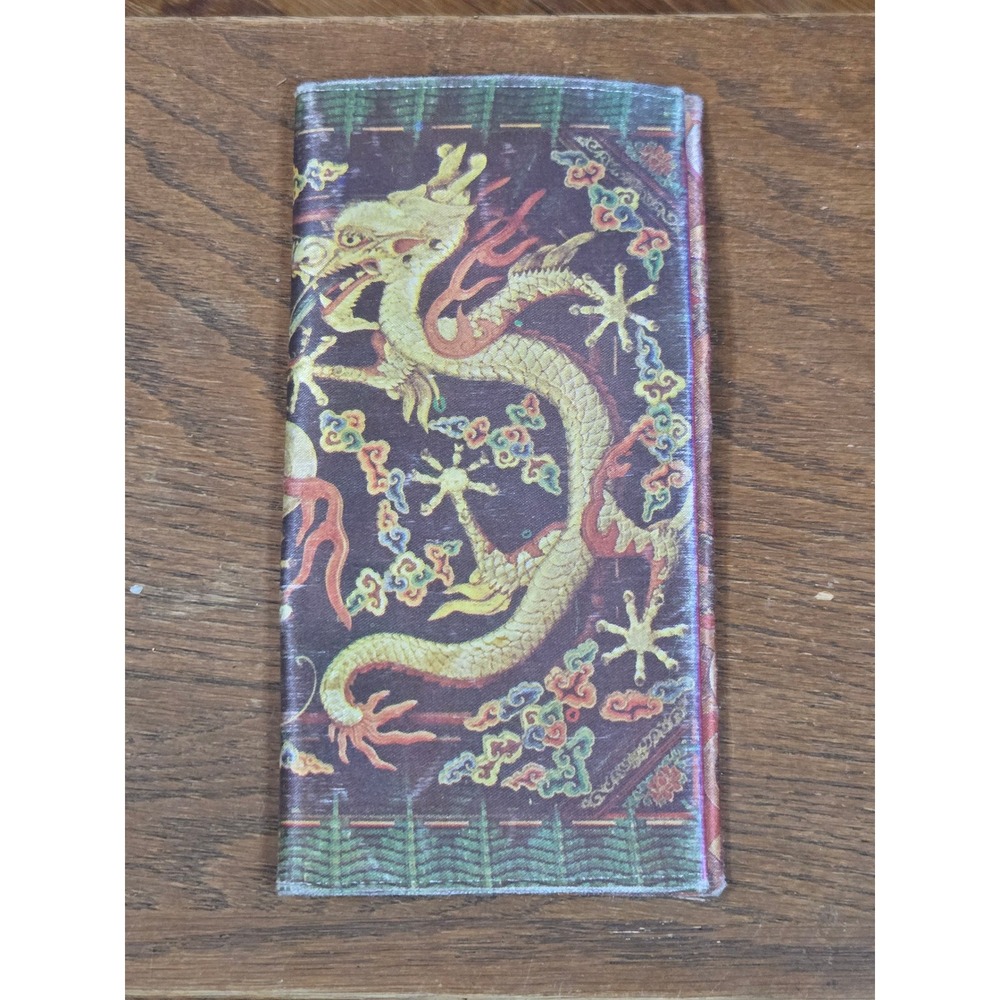 Vintage Chinese Dragon Graphic Long Wallet Coin Print Interior Slim Clutch